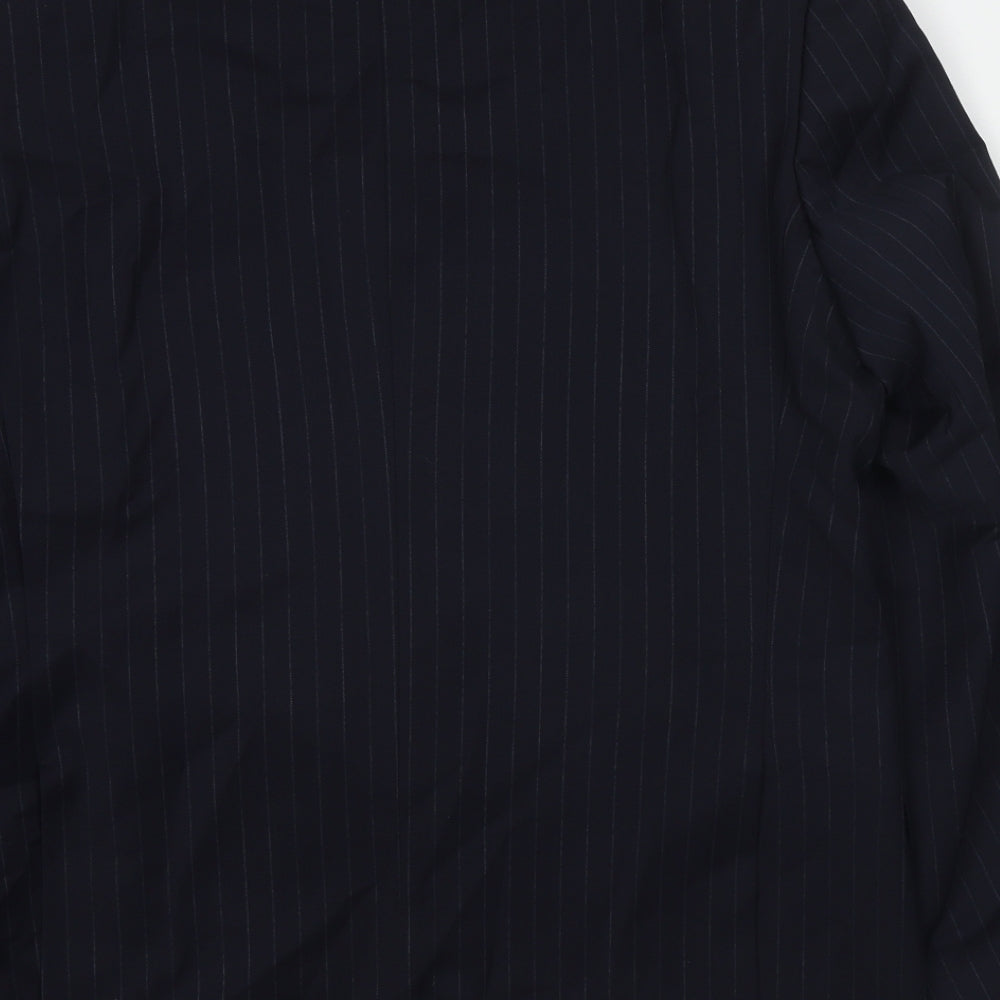 Marks and Spencer Mens Blue Striped Wool Jacket Suit Jacket Size 42 Regular