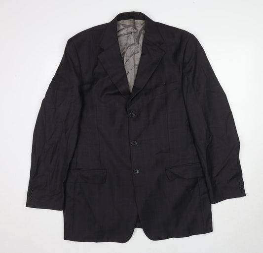Marks and Spencer Mens Grey Plaid Wool Jacket Suit Jacket Size 42 Regular