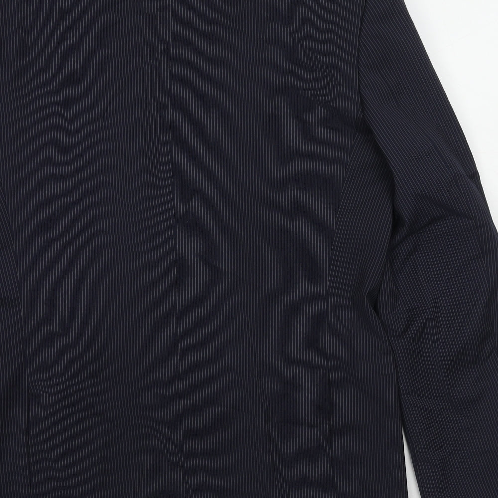 Marks and Spencer Mens Blue Striped Wool Jacket Suit Jacket Size 40 Regular
