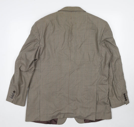 Mr Harry Mens Beige Geometric Polyester Jacket Blazer Size 46 Regular