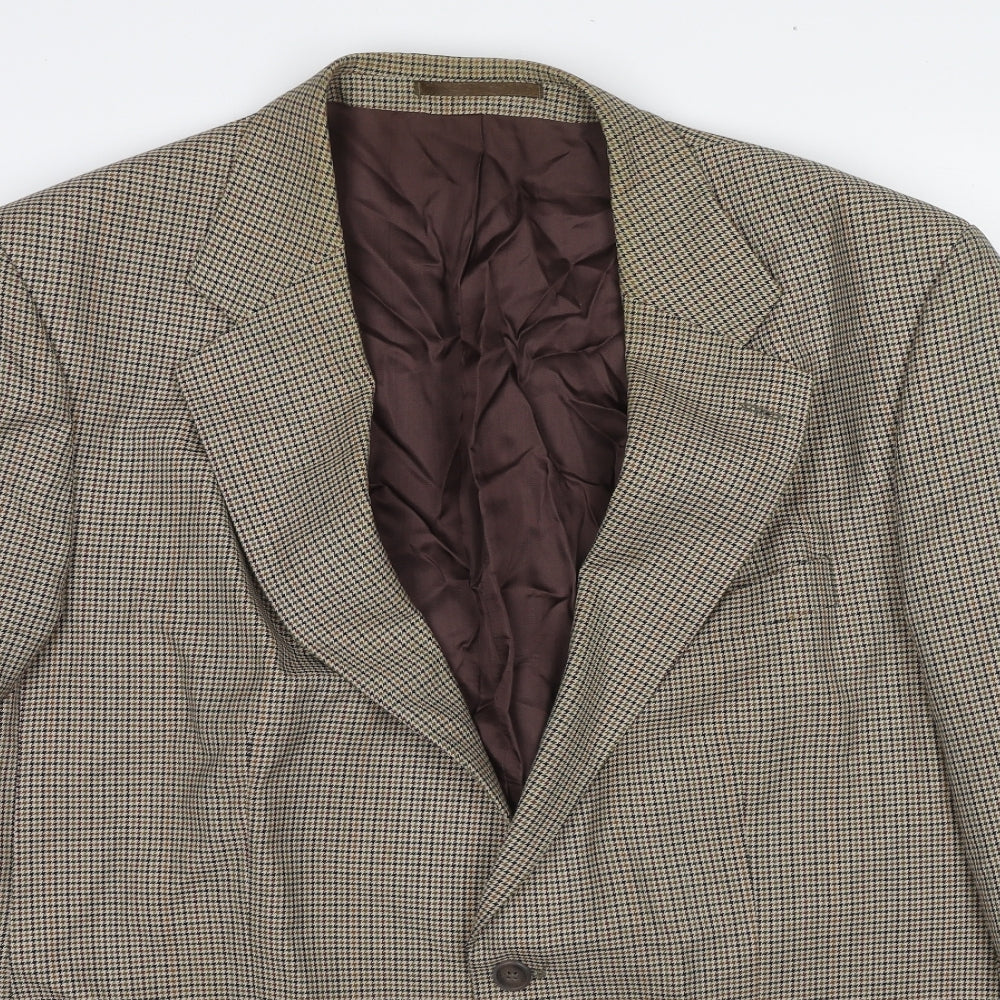 Mr Harry Mens Beige Geometric Polyester Jacket Blazer Size 46 Regular