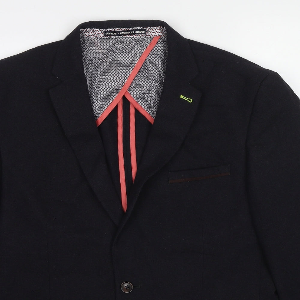 Sawyers+ Hendricks London Mens Blue Polyester Jacket Suit Jacket Size 44 Regular