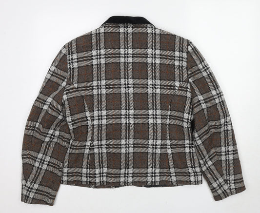 Spice Womens Brown Plaid Jacket Blazer Size 16 Buckle