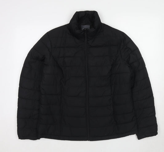 Studio Womens Black Quilted Jacket Size 14 Zip