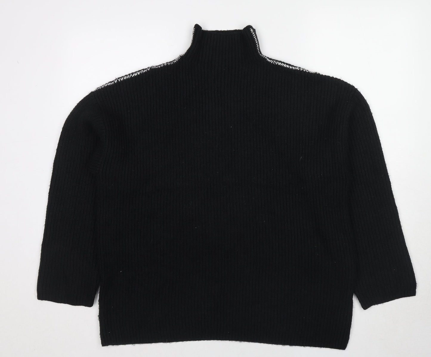 Marks and Spencer Womens Black High Neck Polyester Pullover Jumper Size L
