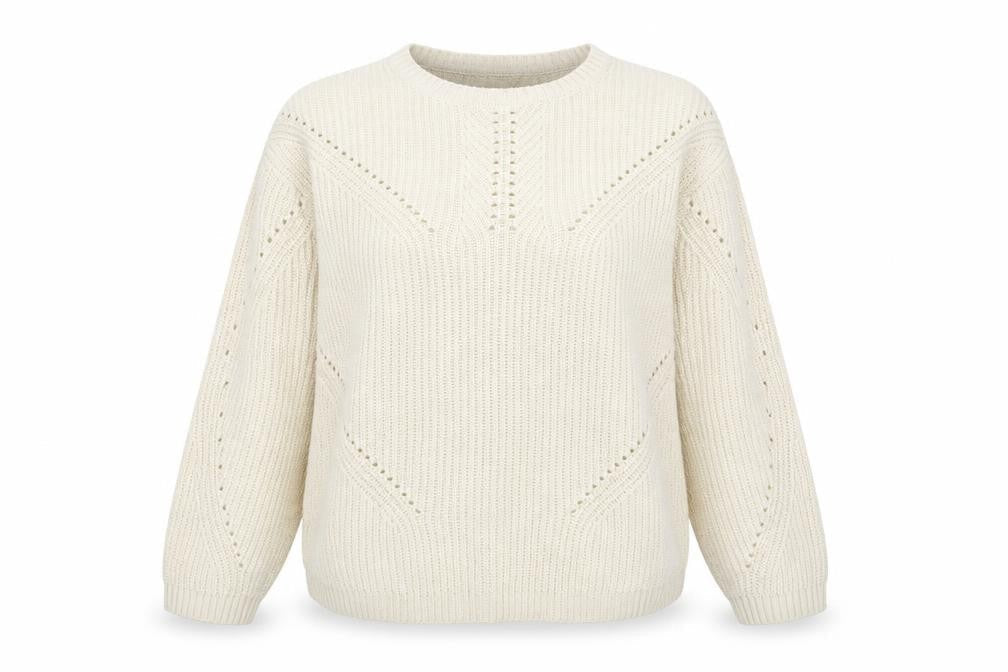 And/Or Womens Beige Round Neck Acrylic Pullover Jumper Size 14