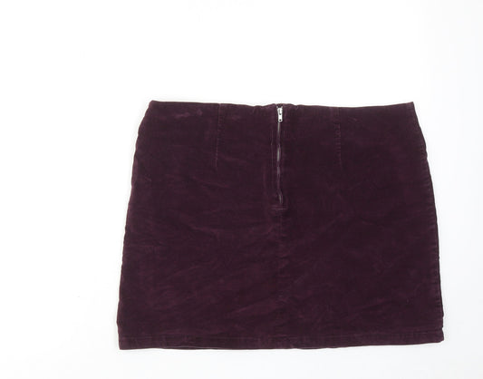 Warehouse Womens Red Cotton A-Line Skirt Size 10 Zip