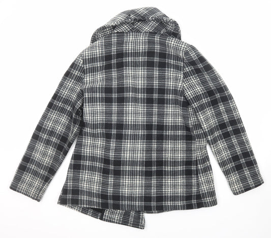 Barrage Womens Black Plaid Jacket Size L Button
