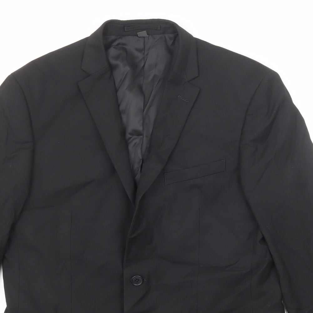 Marks and Spencer Mens Black Polyester Jacket Suit Jacket Size 40 Regular