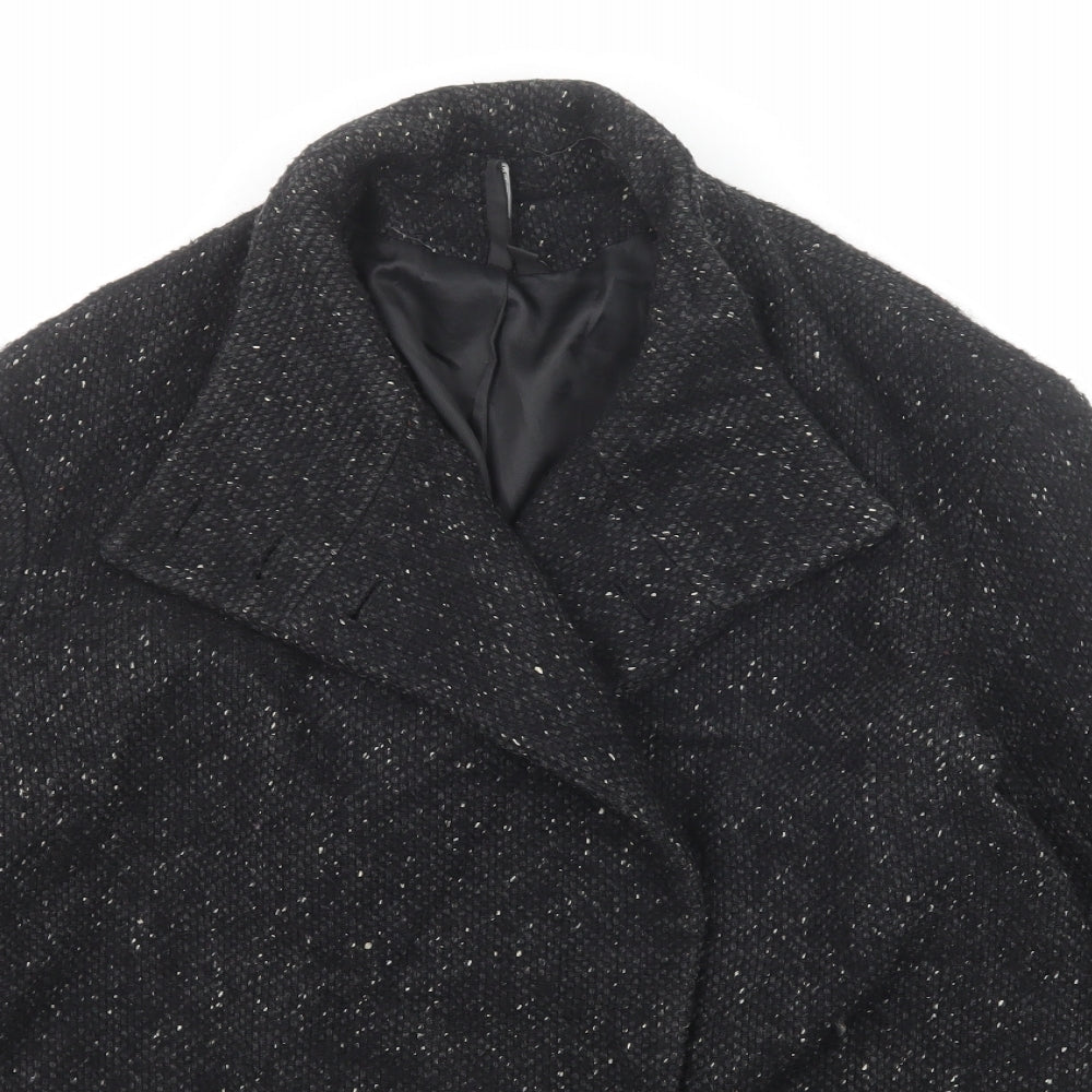 Mango Womens Black Jacket Blazer Size L Button - Speckled