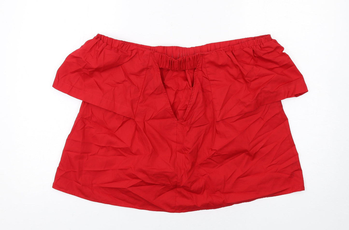 Topshop Womens Red Cotton Basic Blouse Size 10 Off the Shoulder