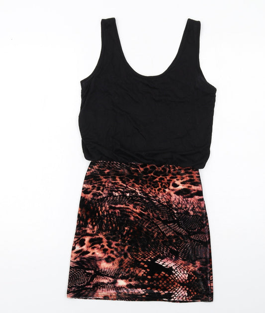 MINKPINK Womens Black Geometric Viscose Mini Size XS Scoop Neck Pullover