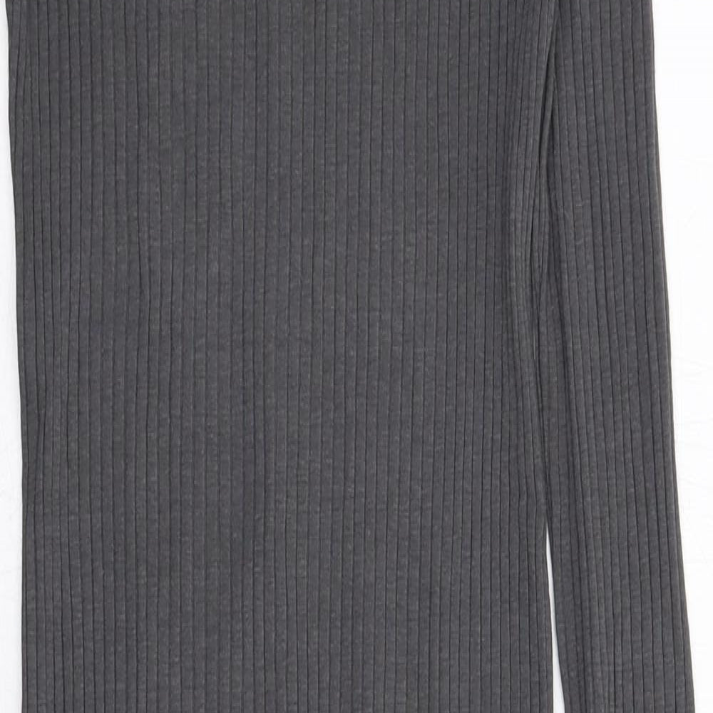 H&M Womens Grey Cotton Jumper Dress Size S Round Neck Pullover