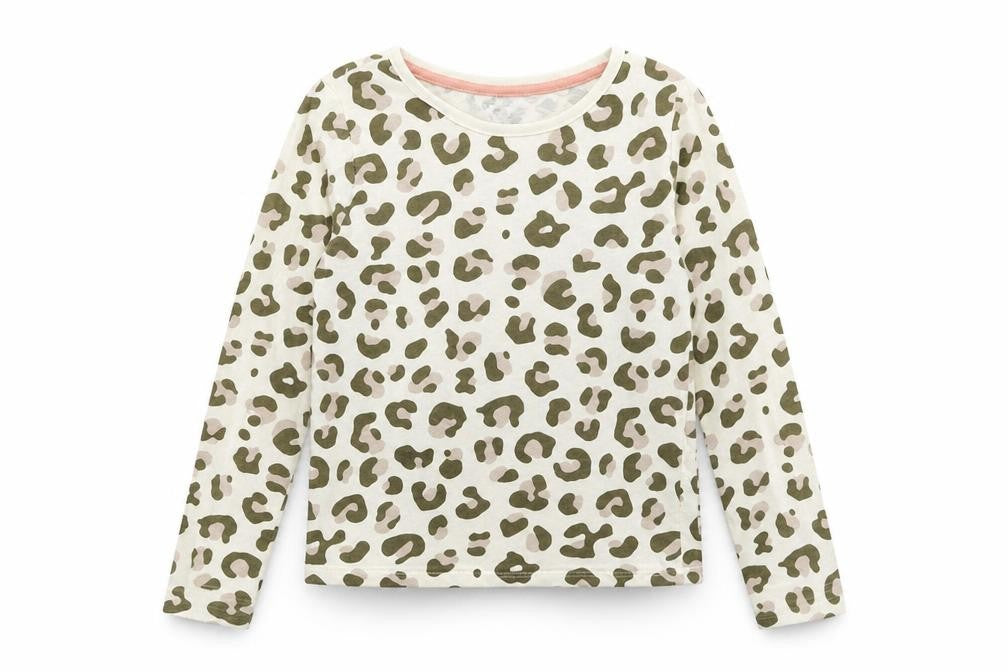 H&M Girls Multicoloured Animal Print 100% Cotton Basic T-Shirt Size 9-10 Years Round Neck Pullover - Leopard Print