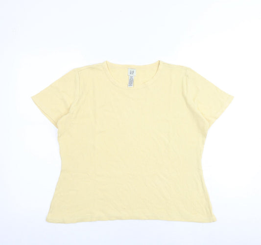 Gap Womens Yellow 100% Cotton Basic T-Shirt Size M Round Neck - Ribbed