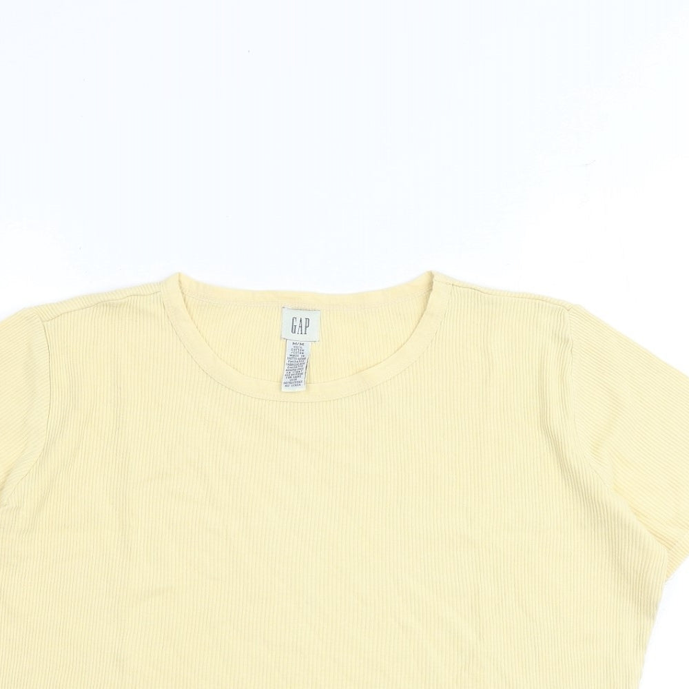 Gap Womens Yellow 100% Cotton Basic T-Shirt Size M Round Neck - Ribbed