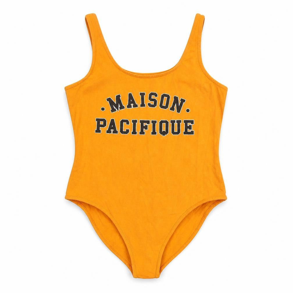 Topshop Womens Orange Cotton Bodysuit One-Piece Size 10 Snap - Maison Pacifique
