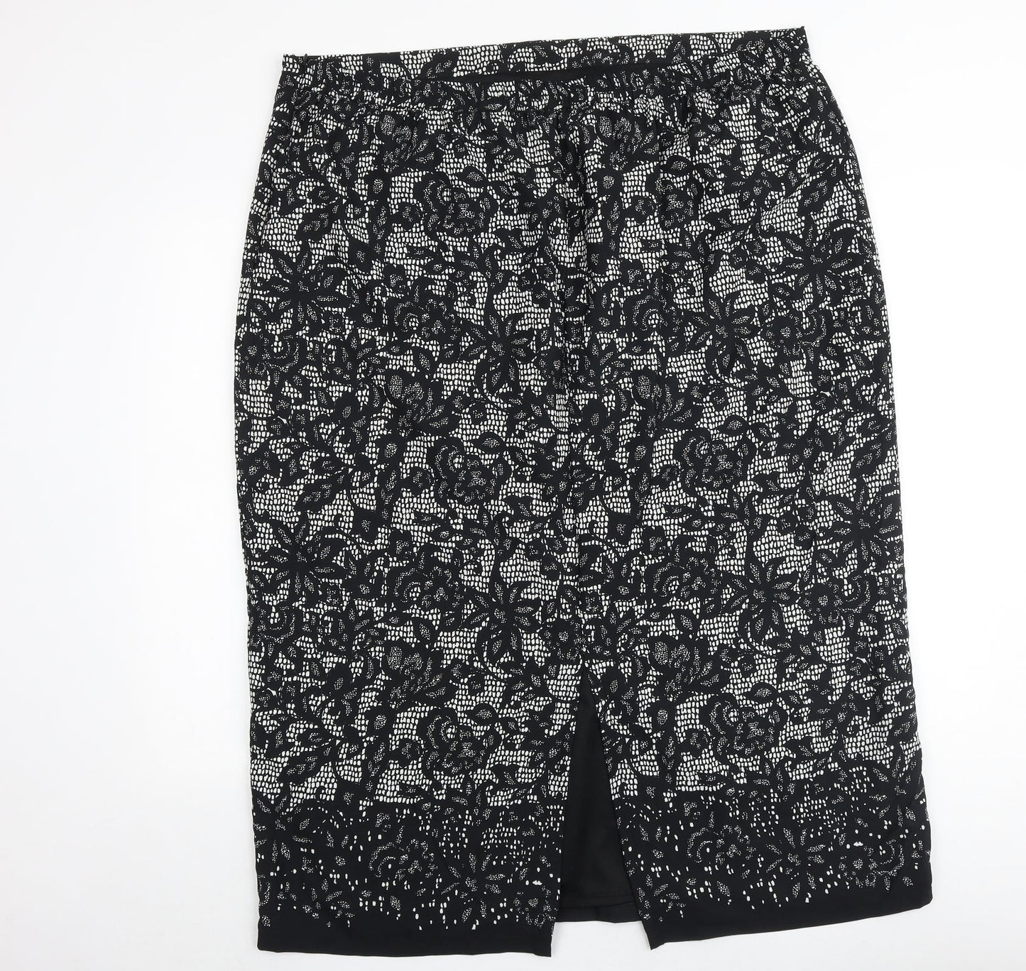 Savoir Womens Black Floral Polyester Straight & Pencil Skirt Size 42 in Zip