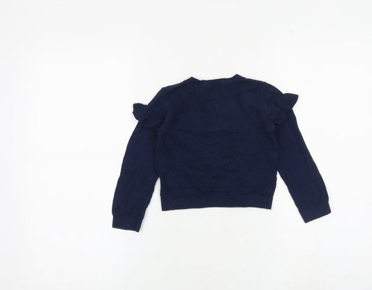 NEXT Girls Blue Round Neck Cotton Pullover Jumper Size 4 Years Pullover - Be Happy Be Bright Be You