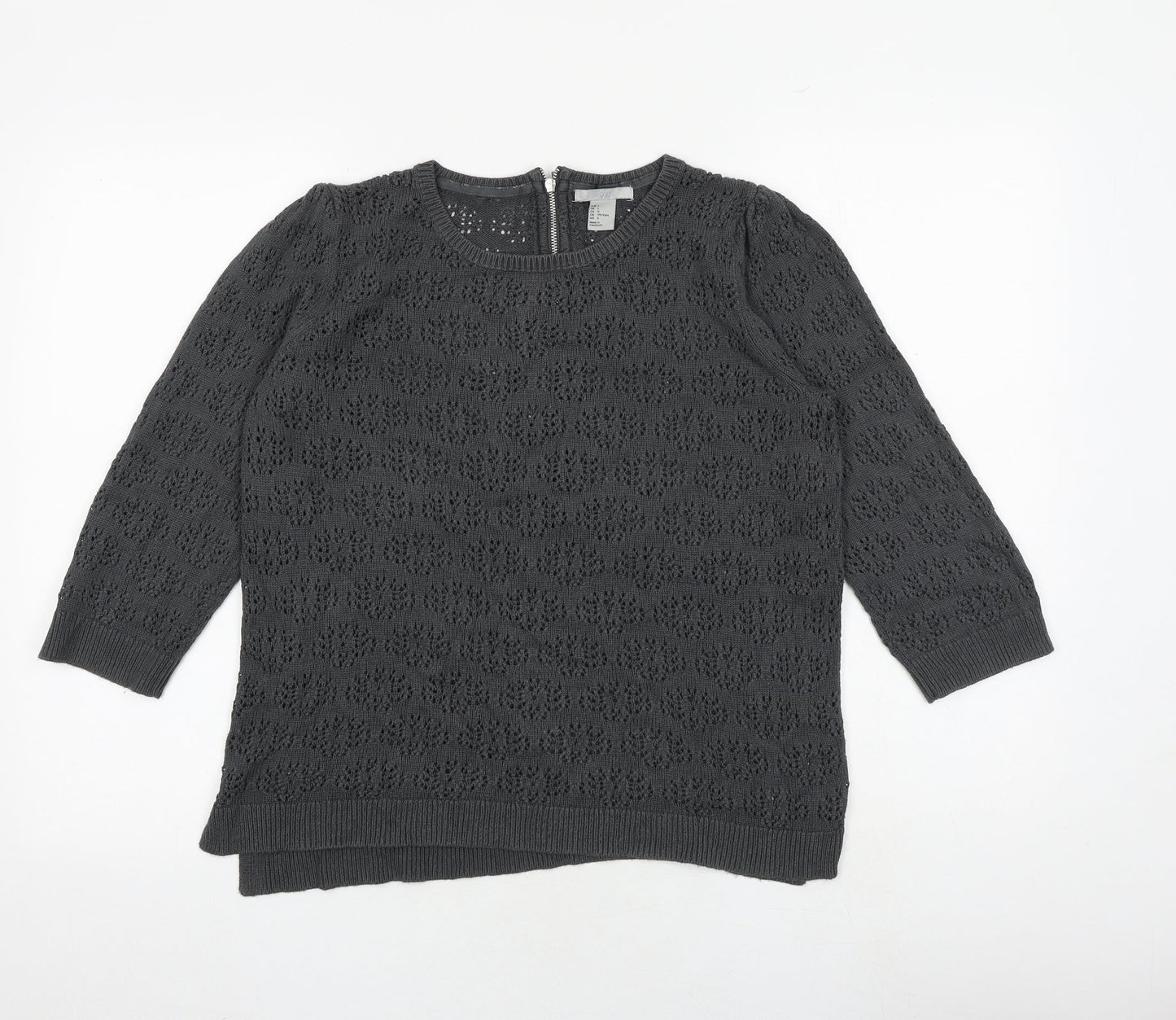 H&M Womens Grey Round Neck Viscose Pullover Jumper Size L