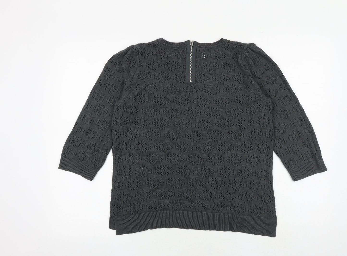 H&M Womens Grey Round Neck Viscose Pullover Jumper Size L