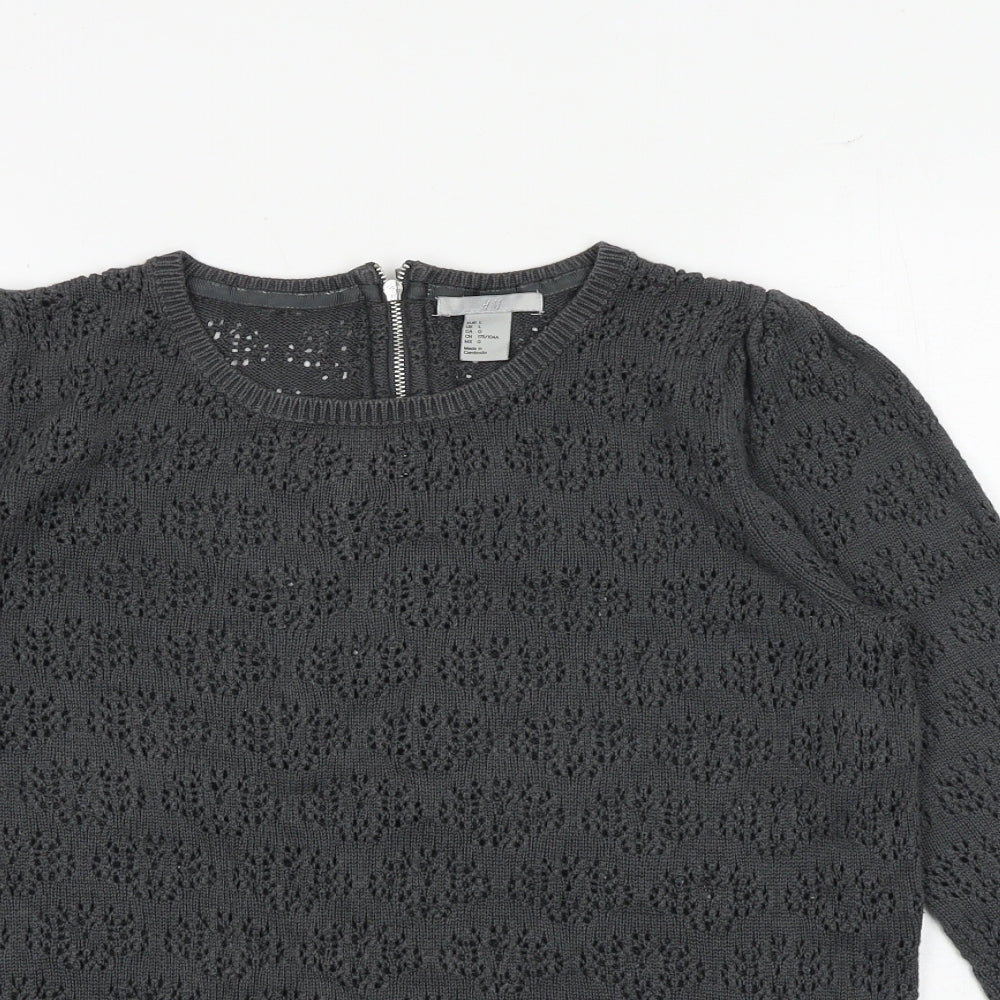 H&M Womens Grey Round Neck Viscose Pullover Jumper Size L