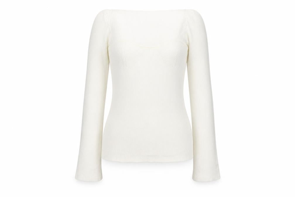 Reve Womens White Polyester Basic Blouse Size M Sweetheart - Ribbed