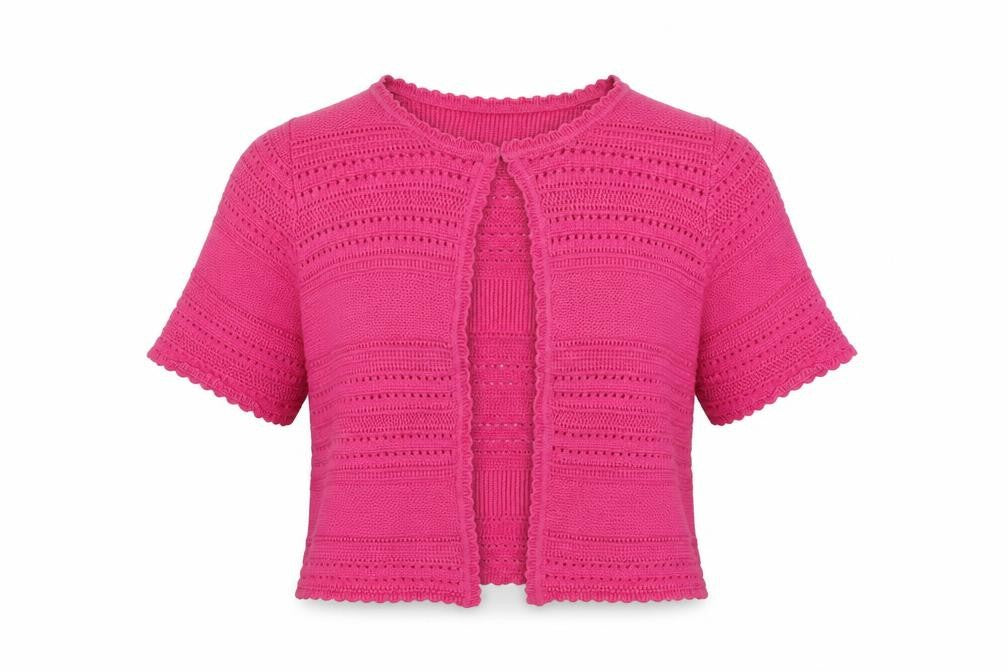 Bonmarché Womens Pink Round Neck Cotton Cardigan Jumper Size S