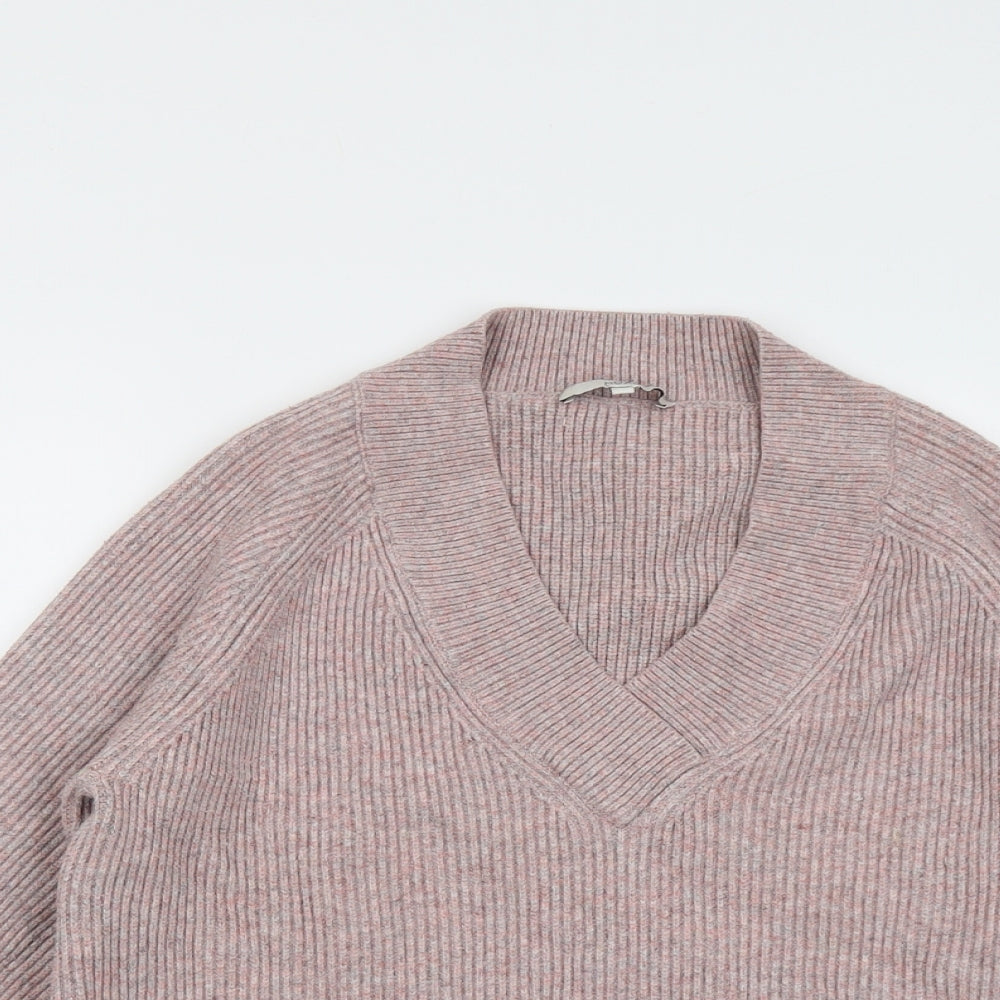 NEXT Womens Pink V-Neck Viscose Pullover Jumper Size L