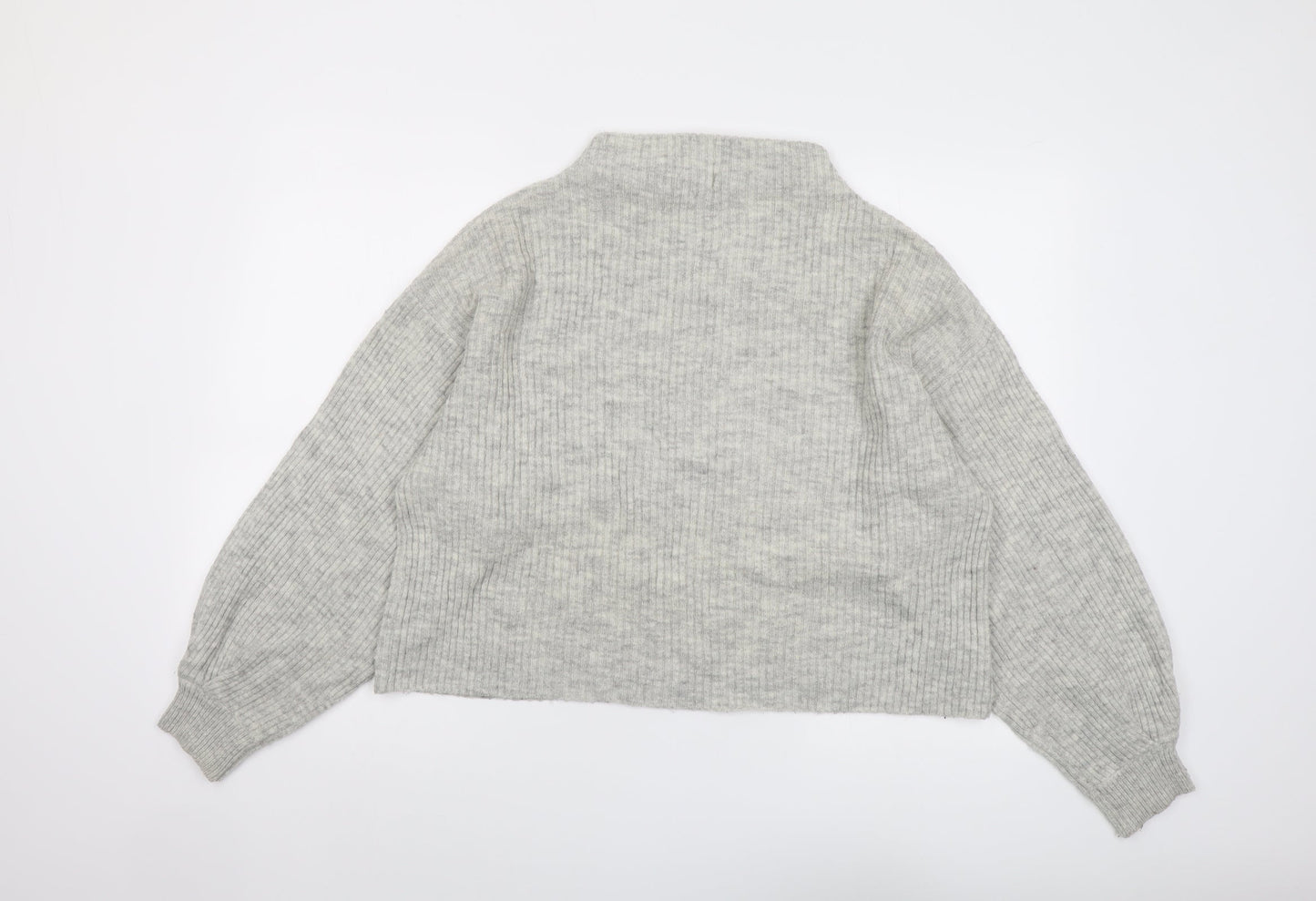 New Look Womens Grey Mock Neck Acrylic Pullover Jumper Size M