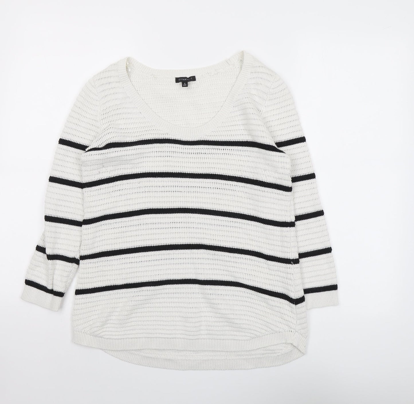 Dynamite Womens Grey Scoop Neck Striped Polyester Pullover Jumper Size M