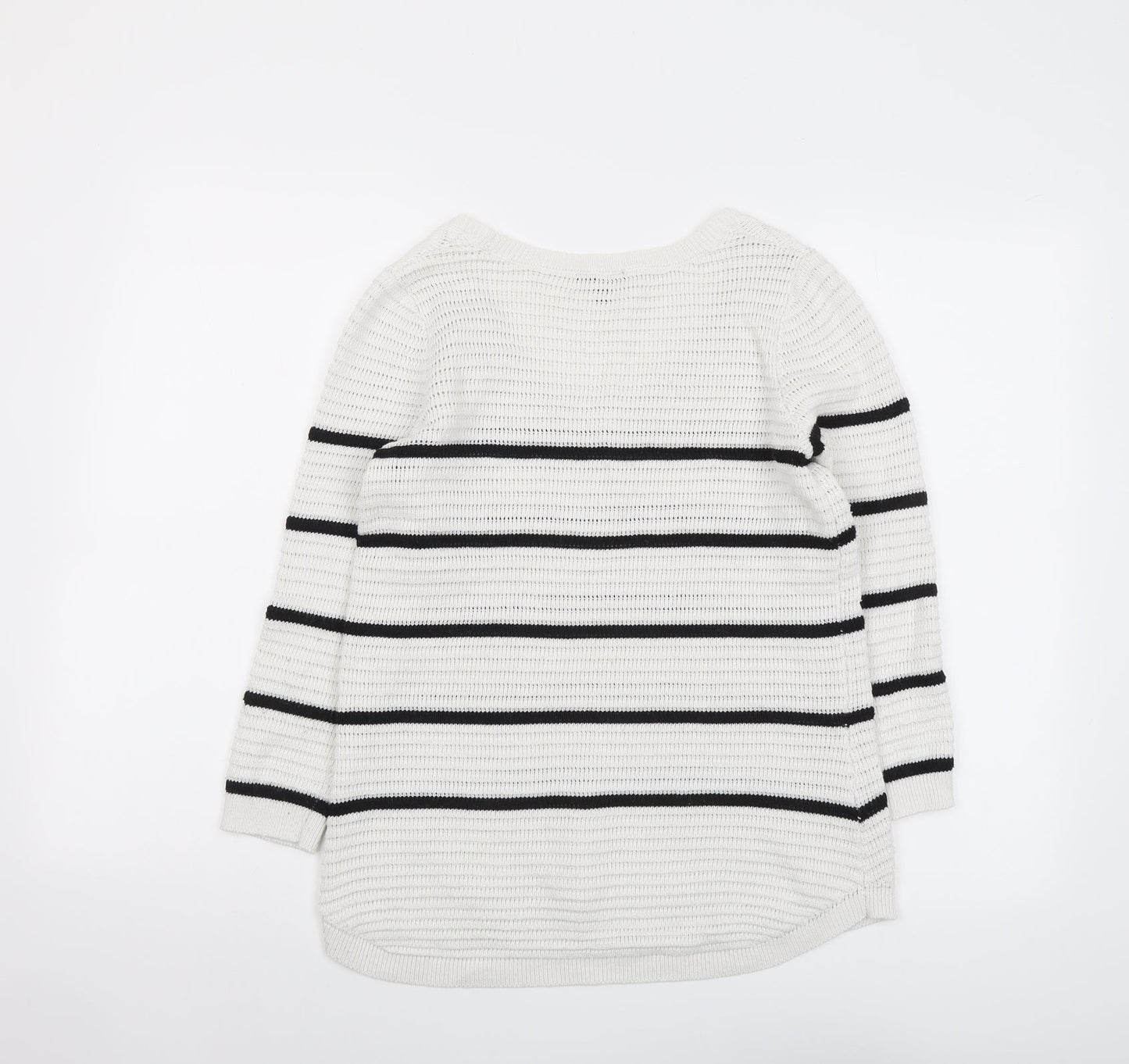 Dynamite Womens Grey Scoop Neck Striped Polyester Pullover Jumper Size M