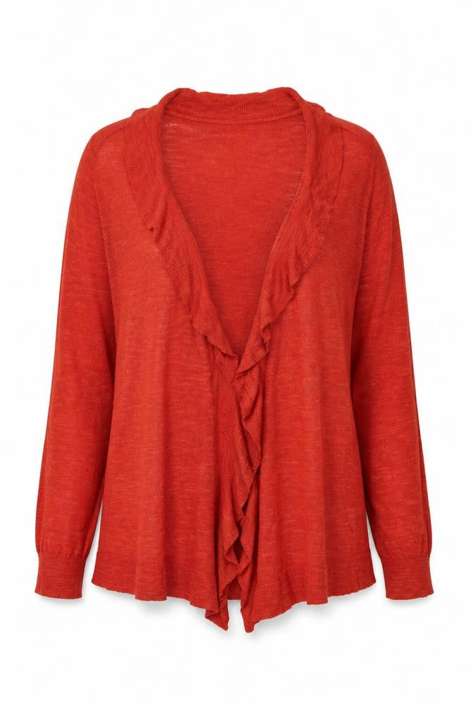 RJR.John Rocha Womens Red V-Neck Cotton Cardigan Jumper Size 14
