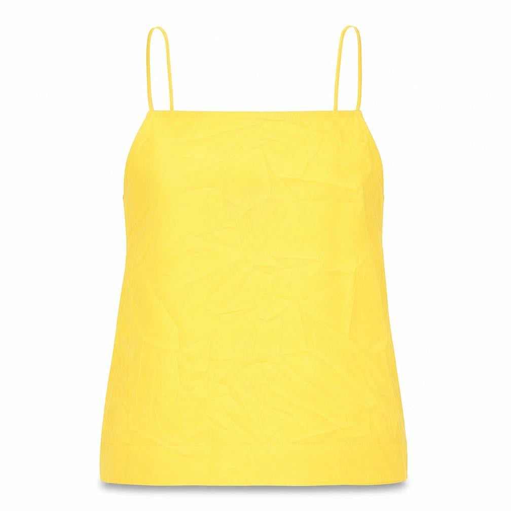 Topshop Womens Yellow Polyester Basic Tank Size 6 Square Neck