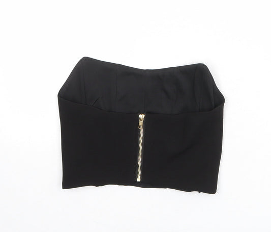 Nasty Gal Girls Black Polyester Cropped Tank Size S Sweetheart Zip
