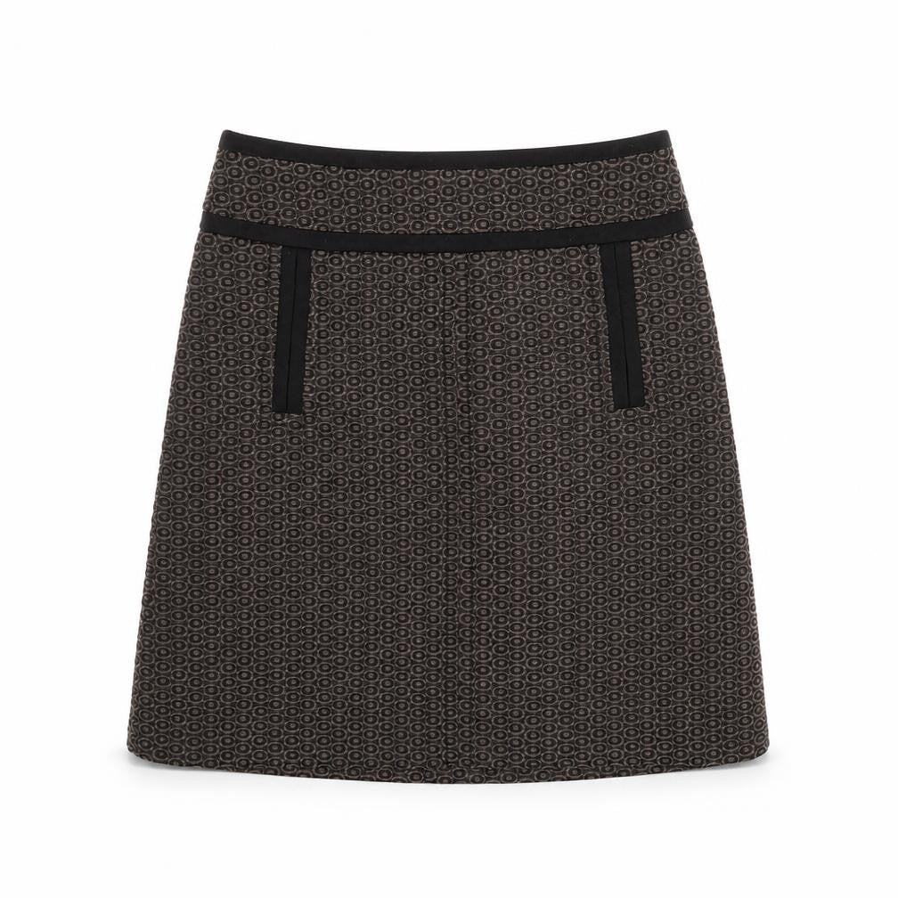 Marks and Spencer Womens Grey Geometric Polyester A-Line Skirt Size 10 Zip