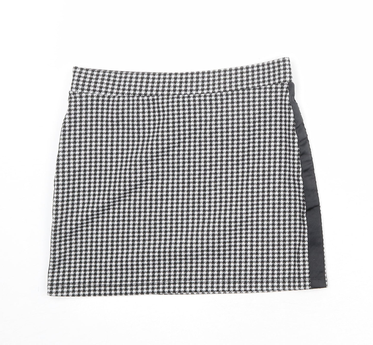 FACTORIE Womens Black Geometric Polyester A-Line Skirt Size M - Houndstooth pattern
