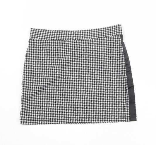 FACTORIE Womens Black Geometric Polyester A-Line Skirt Size M - Houndstooth pattern