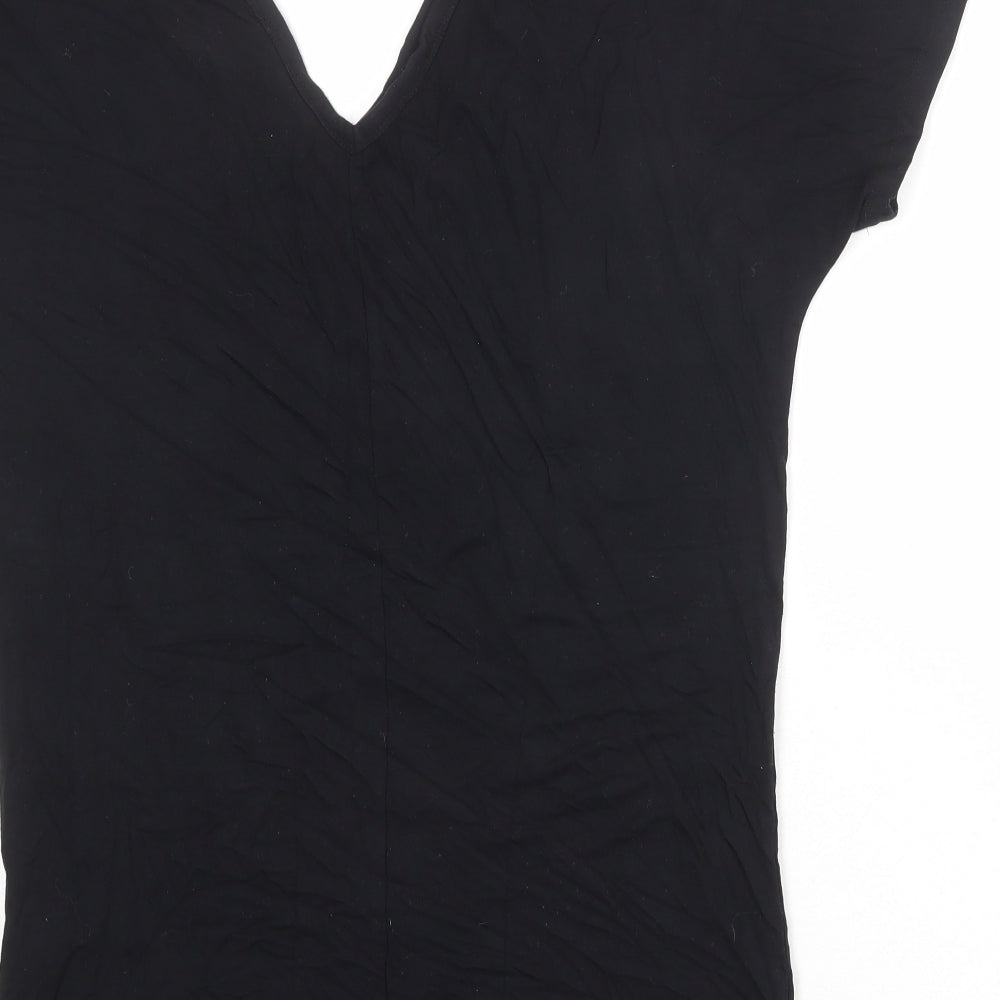 Missguided Womens Black Viscose Basic T-Shirt Size 8 V-Neck