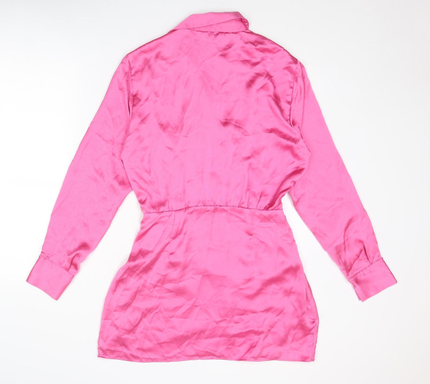 Zara Womens Pink Polyester A-Line Size M Collared Zip