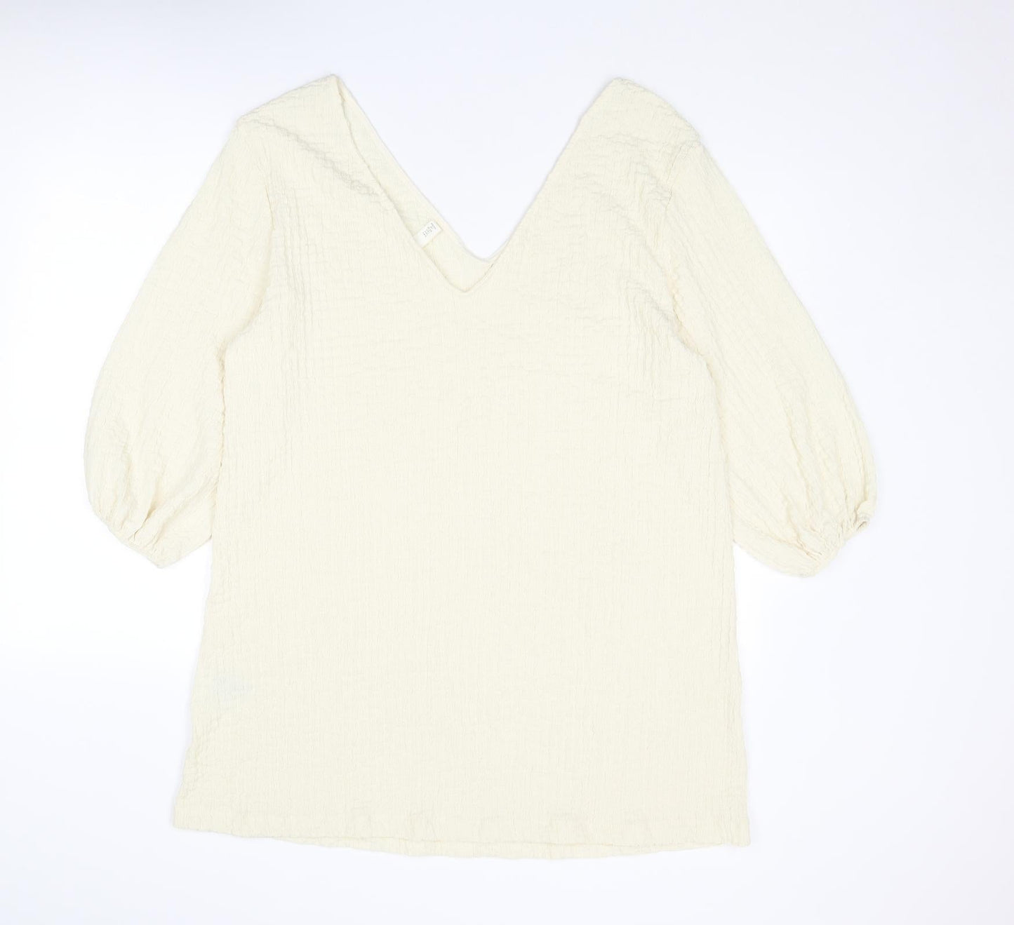 H&M Womens Ivory Polyester A-Line Size S V-Neck Pullover