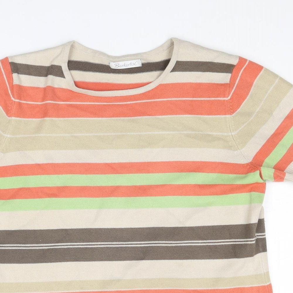 Berkertex Womens Multicoloured Round Neck Striped Acrylic Pullover Jumper Size 16