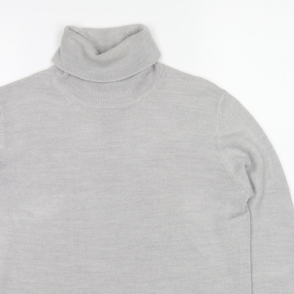 Marks and Spencer Womens Grey Roll Neck Acrylic Pullover Jumper Size 12