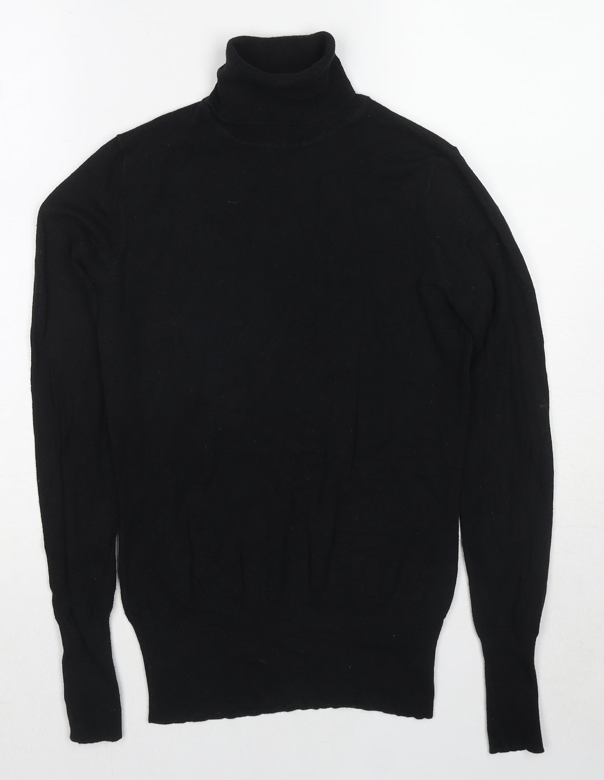 Oasis Womens Black Roll Neck Cotton Pullover Jumper Size XS