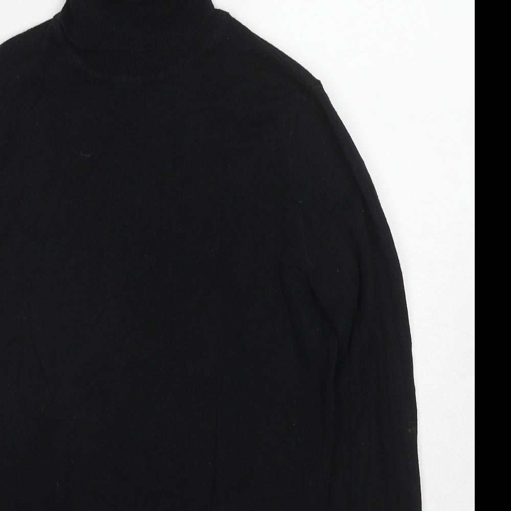Oasis Womens Black Roll Neck Cotton Pullover Jumper Size XS