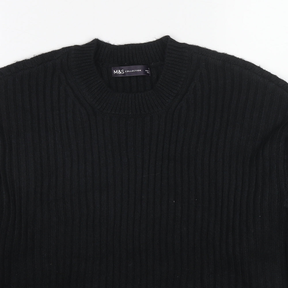Marks and Spencer Womens Black Round Neck Polyester Pullover Jumper Size S