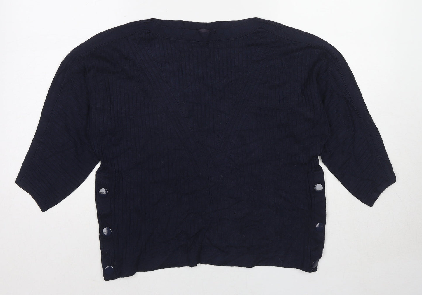 Marks and Spencer Womens Blue Round Neck Viscose Pullover Jumper Size M