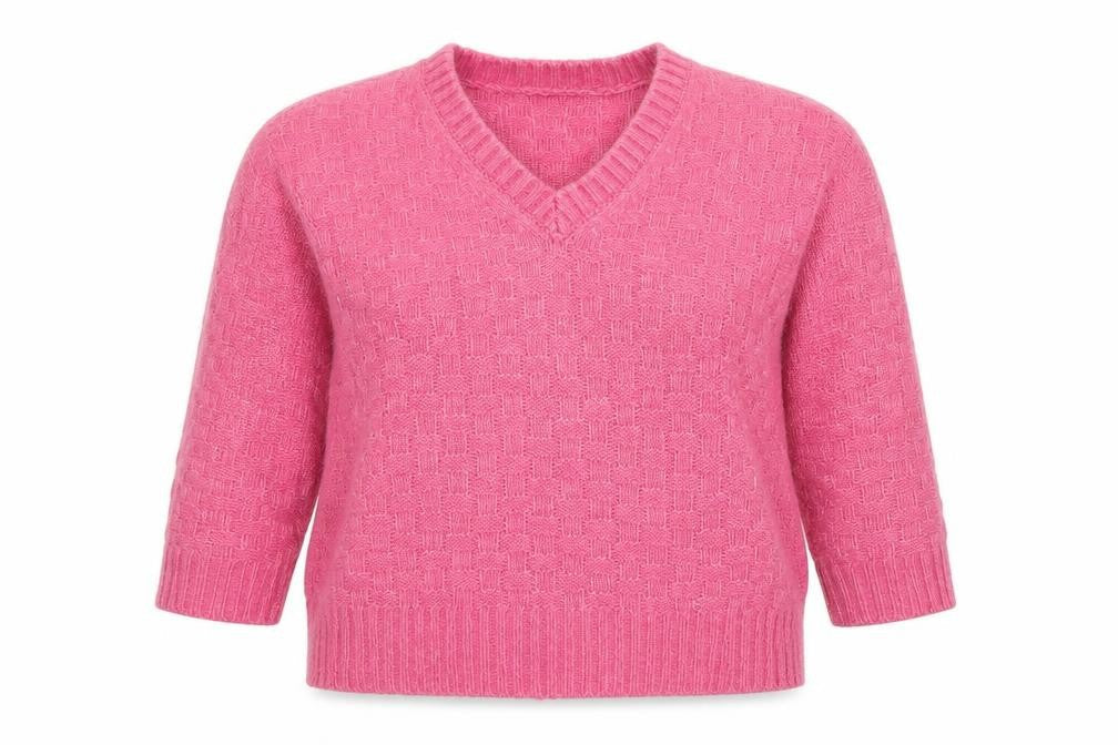 Marks and Spencer Womens Pink V-Neck Acrylic Pullover Jumper Size L