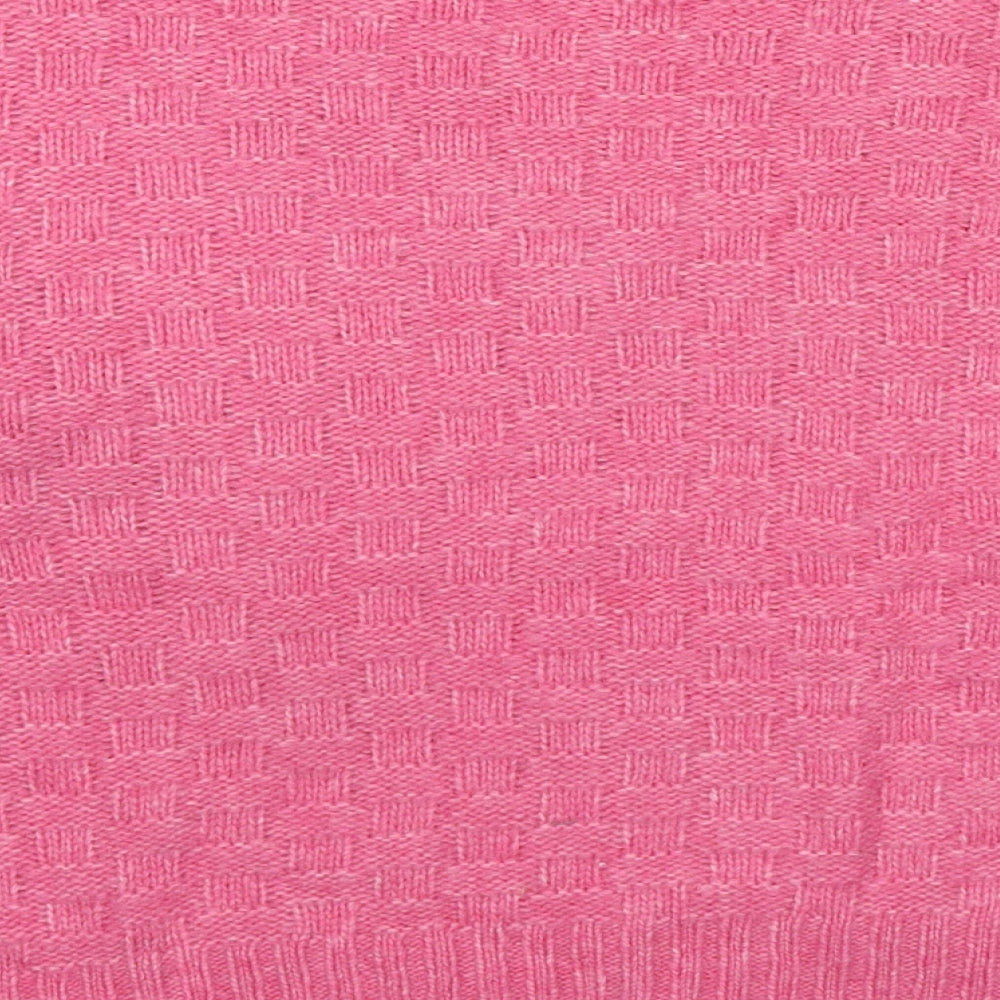 Marks and Spencer Womens Pink V-Neck Acrylic Pullover Jumper Size L