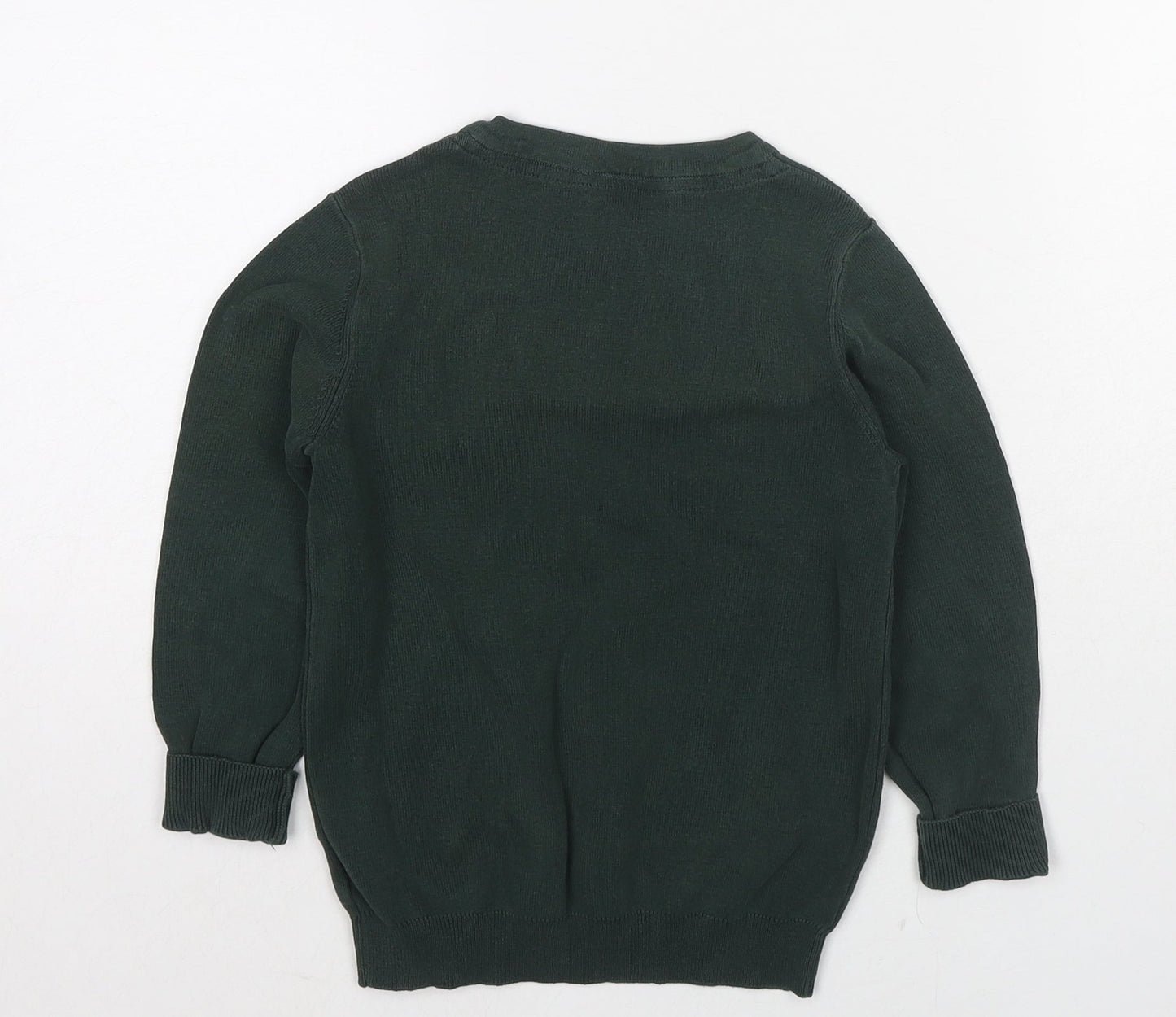 John Lewis Boys Green V-Neck Cotton Pullover Jumper Size 5-6 Years Pullover